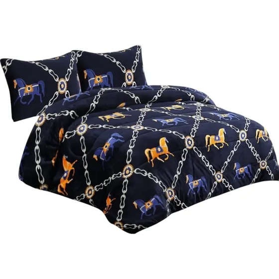 Plumon Plush Liso Con Chiporro 2 Plazas + 2 Fundas Almohada