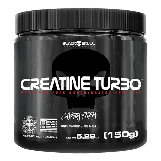 Suplemento em Pó Cretaina 150g Black Skull Turbo Caveira Preta Sabor Sem sabor