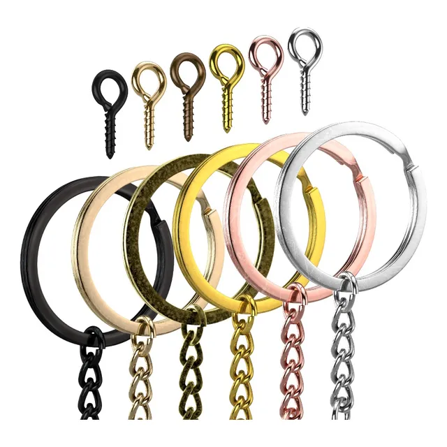 Kit Herrajes Para Llavero Con Argollas De Colores Y Armellas