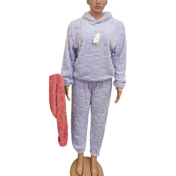 Pijama Mujer Polar Soft Calentito Con Capucha Bianca 6002