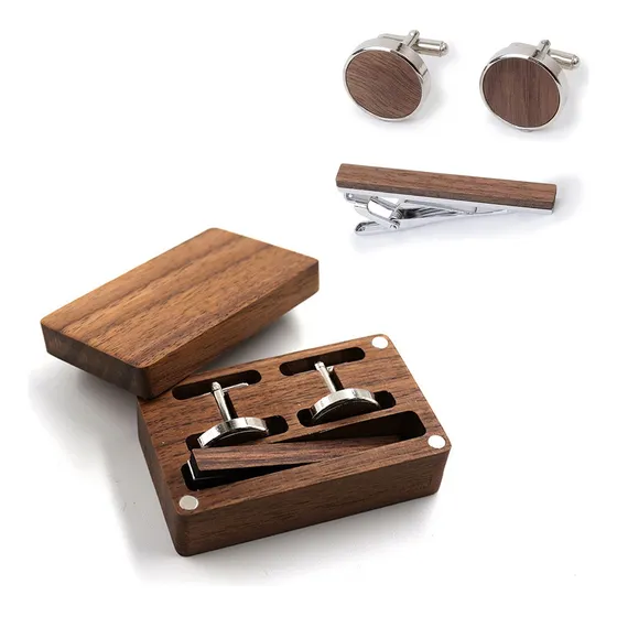 Vintage Nogal Gemelos De Madera Caja De Regalos Para Camisa