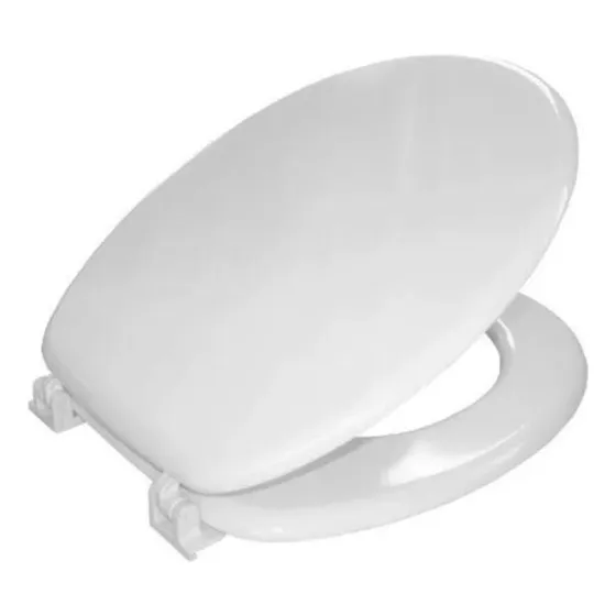Asiento Tapa Inodoro Madera Universal Herrajes Nylon - Ariel Color Blanco