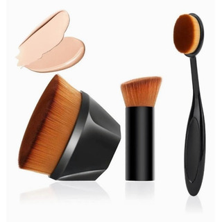 Set 3 Brochas Plana De Maquillaje Kabuki Para Base Brocha Set 3 Brochas Plana De Maquillaje Kabuki Para Base Brocha