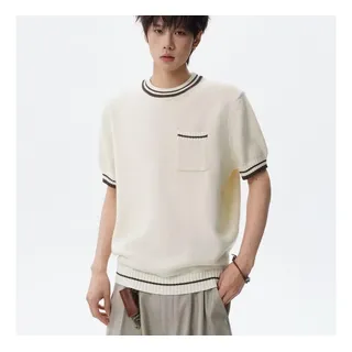 Camisetas Formais, Coloridas, Listradas, Gola Redonda, Casua