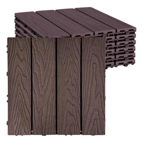 Piso Para Deck Wpc - Madera Oscura - 1 M2 (11 Modulos)