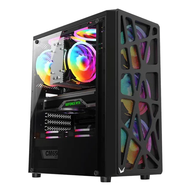 GABINETE MID TOWER FORMULA V MANA NEGRO 4 FAN RGB