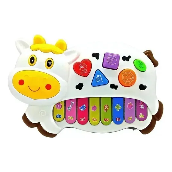 Piano Organeta Musical Juguete Bebes Animal 23cm Niños Luces Color Blanco