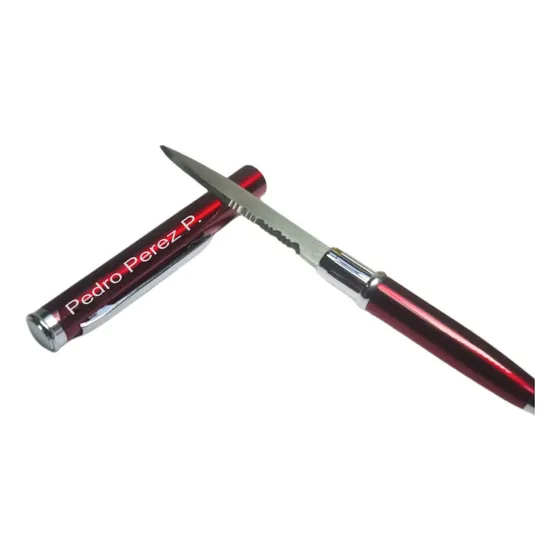 Lapiz Boligrafo Personalizado Navaja Oculta Personal Burdeo