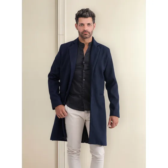 Casaco Sobretudo Lã Batida 100% Masculino Longo Forrado