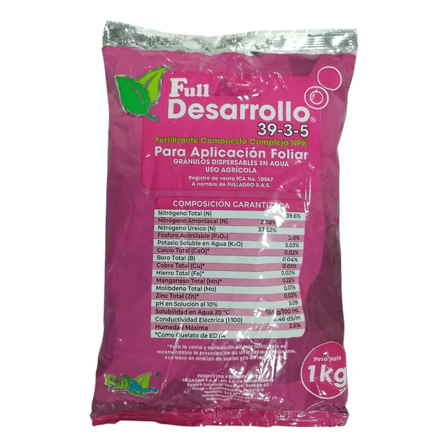 Fertilizante Full Desarrollo Npk 39-3-5 De 1kg Abono Foliar