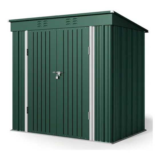 Porik Exterior Metal Casa Bodega Cobertizo Jardín Almacén Verde 195x131x181cm,cobertizo De Jardín De Metal Anticorrosión, Cobertizo Impermeable De Almacenamiento Exterior