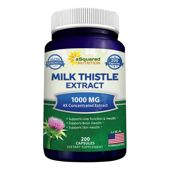 Suplemento Asquared Nutrition Milk Thistle 1000 Mg 200 Cápsu
