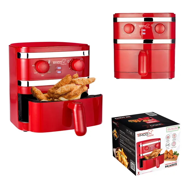Freidora Eléctrica Aire Sin Aceite Cocina 1 Lt Af003r Timco Color Rojo