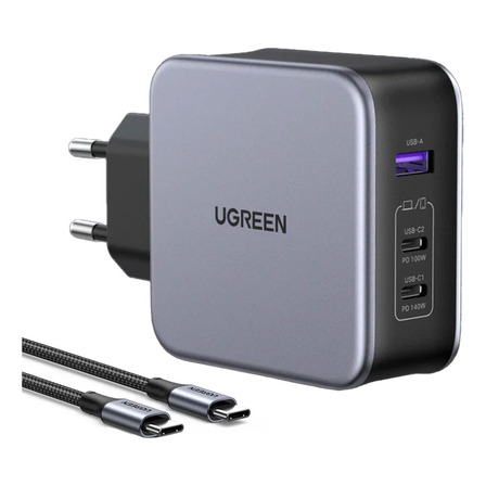 Carregador De Parede Ugreen Usb A/c 140w P/android Ios Preto Carregador De Parede Ugreen Usb A/c 140w P/android Ios Preto