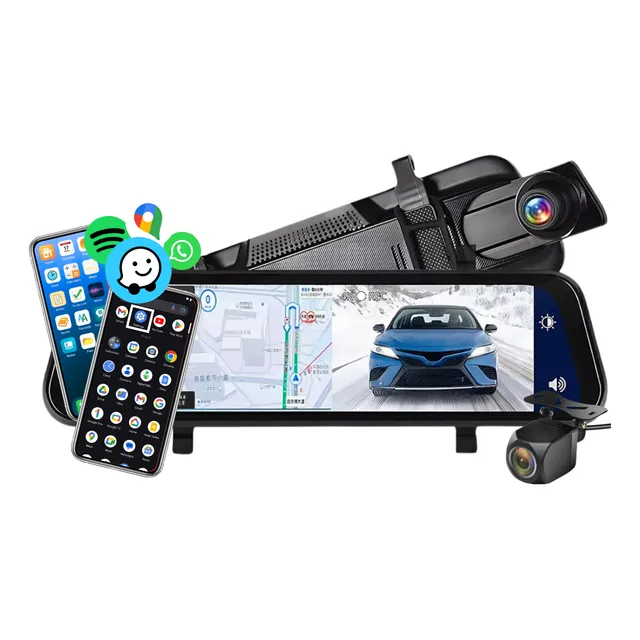 Multimédia Retrovisor Dvr Android Auto 2 Câmeras 4k Carplay