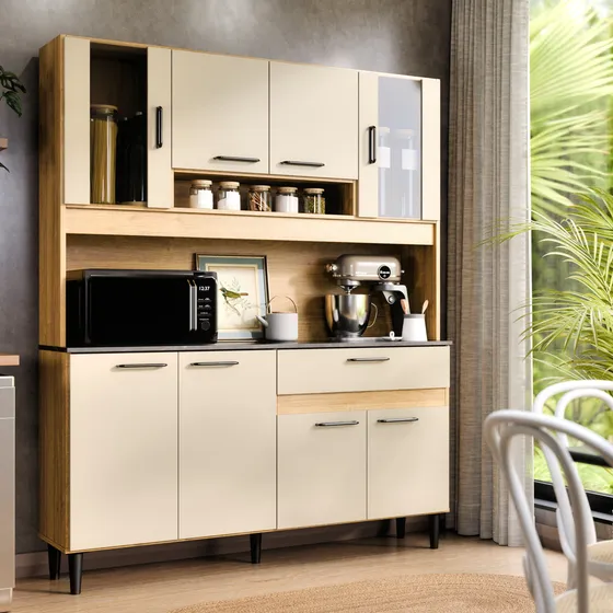 Armário De Cozinha Completo Com 8 Portas E 1 Gaveta
