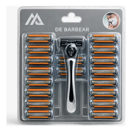 Aparelho De Barbear Masculino + 21 Lâminas Refil 3 Lâminas