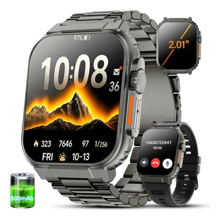 Smartwatch Masculino Lumto A70s Sport 2.01 Impermeável Preto Aço Inoxidável