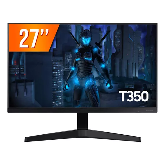 Monitor Gamer Samsung T350 27” FHD, Tela Plana, 75Hz, 5ms, HDMI, FreeSync, Game Mode