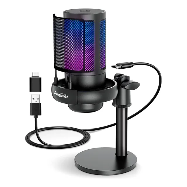 Micrófonos Usb Rgb Condensador Cardioide Para Pc / Tel Gamer