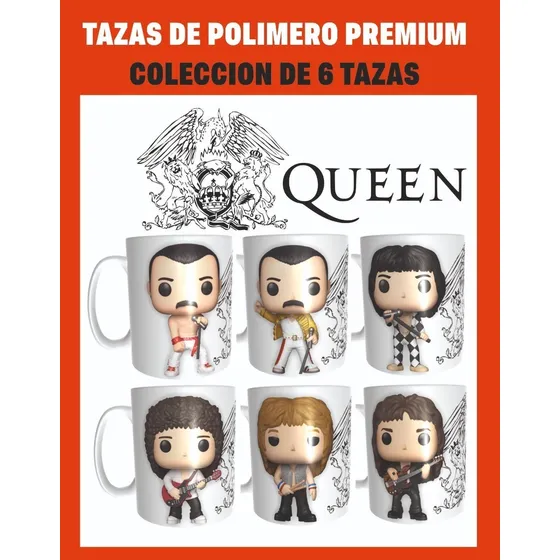 Taza De Cerámica Queen Freddie Mercury Coleccion Pack 6u.