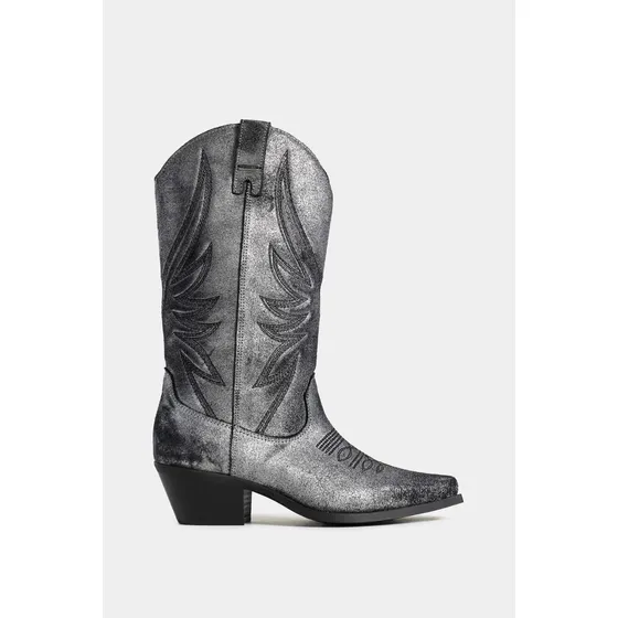 Vélez Botas Iris De Cuero Tipo Folia Para Mujer Efecto Gris