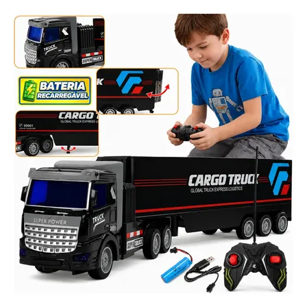 Caminhão Cegonha Controle Remoto Grande Com Bateria Recarregável Atacarejo Kids