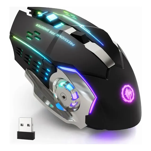 Mouse gamer inalámbrico recargable Woneligo negro Mouse Inalambrico Gamer Ergonomico 2.4g Bt Dual Modos Raton