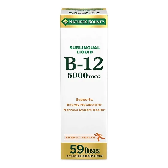 Nature's Bounty Vitamin B12 5000 mcg Líquido Sublingual, Salud Cardiovascular y Apoyo Energético Celular, 2 onzas líquidas (1 unidad)