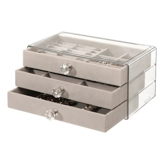 Organizador Bijuteria Jóias Anel Brincos Pulseiras 3 Gavetas