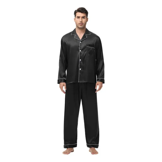 Pijamas Modernos De Seda E Cetim De Manga Comprida