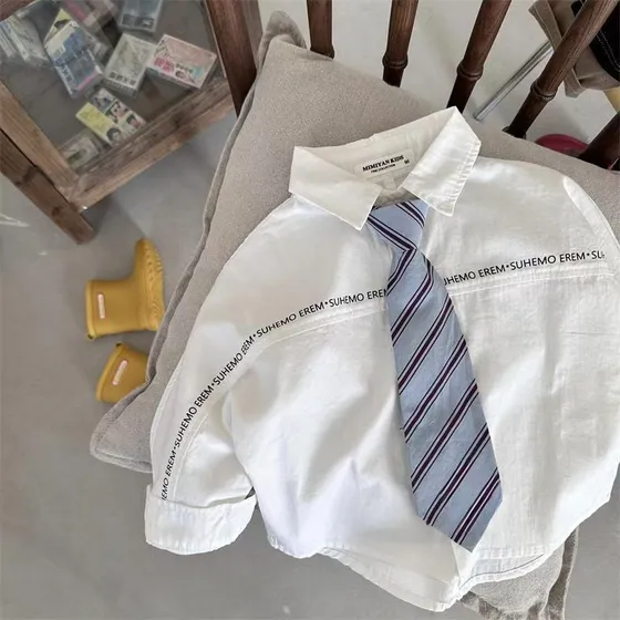(nuevo) Camisa Con Corbata Con Letras Para Niños Y Niñas, Ma