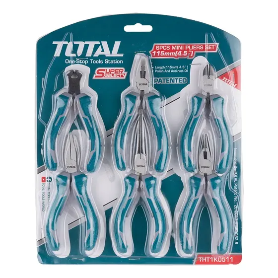 Juego De Mini Alicates Y Pinzas 6pzas Marca Total