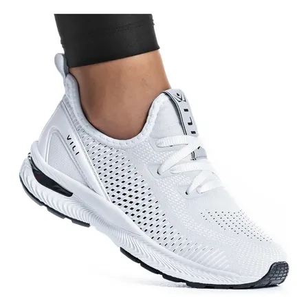 Tênis Feminino Vili Olimp Caminhada Academia Confortável Branco/preto 37 Br