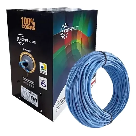 Caixa De Cabo Cat6 Utp 100 Metros Homologado 100% Cobre Cor Azul