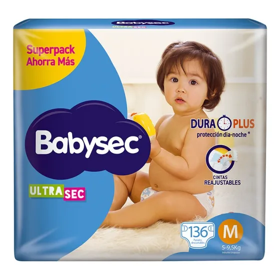 Pañales Babysec Ultra M X 136 Unidades