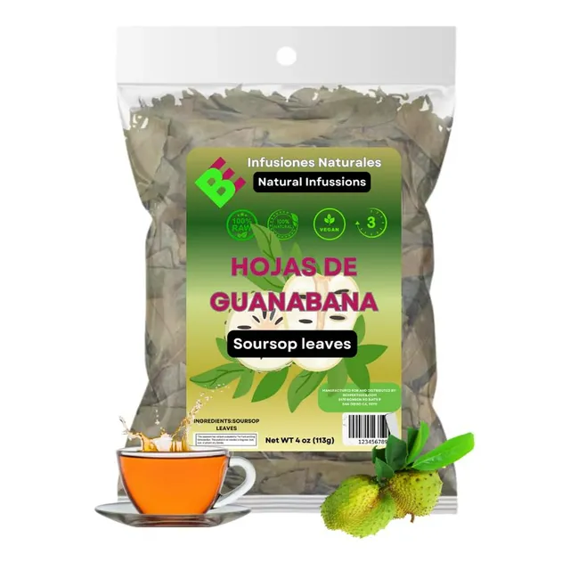 Hoja De Guanábana Seca Premium 100% Natural (4 Oz) | Té Fres
