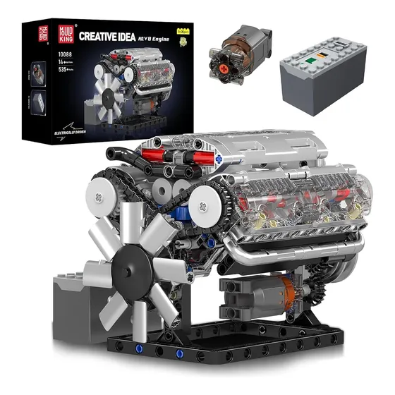 Motor V8 Para Armar En Bloques, Mould King, 535 Piezas