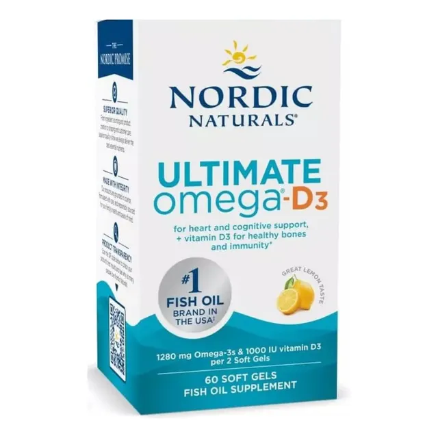 Ultimate Omega 1280mg + Vitamina D3 1000ui Americano Nordic