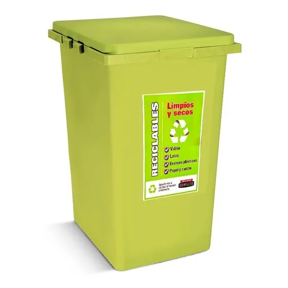 Cesto De Residuos Reciclaje 60 Lts Tapa Plana Colombraro Color Verde