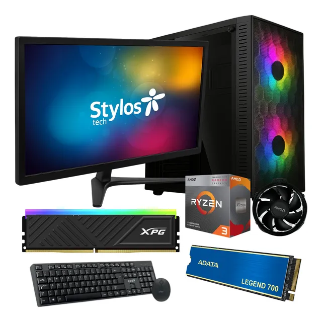 Computadora Ryzen 3200g 8gb Ram 240gb M.2 Con Monitor N/a 240 Gb 16 Gb