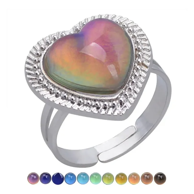 Anillo Argolla Mujer Cambia Color Emoción Ajustable