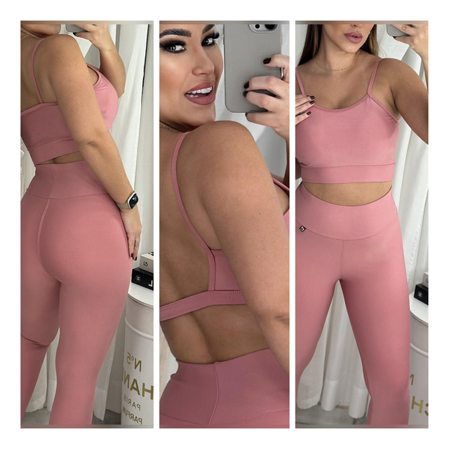Kit 3 Conjuntos 1 Calça Legging + 2 Top Alça Roupa Feminina Kit 3 Conjuntos 1 Calça Legging + 2 Top Alça Roupa Feminina