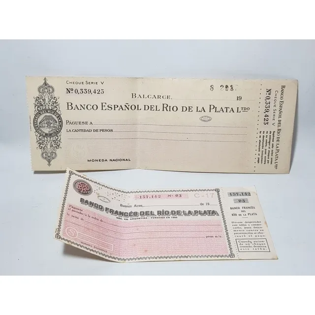 Antiguo Cheque Document Banco Español Francés 1950 Mag 58363