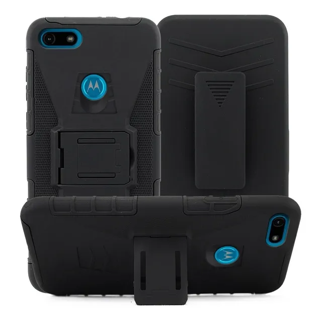 Funda Case Moto E6 Play Clip Uso Rudo + 2 Micas De Cristal
