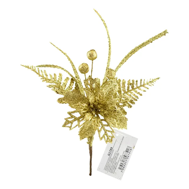 Pick Navideño Nochebuena Con Diamantado 12 Piezas Decoración