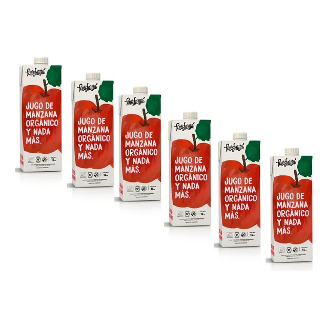 Jugo 100% Manzana Organico Exprimido 6x1 Ltr Pura Frutta