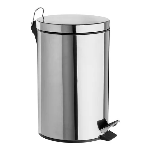 Papelera Con Pedal 12 Lts Acero Inox. Color Gris