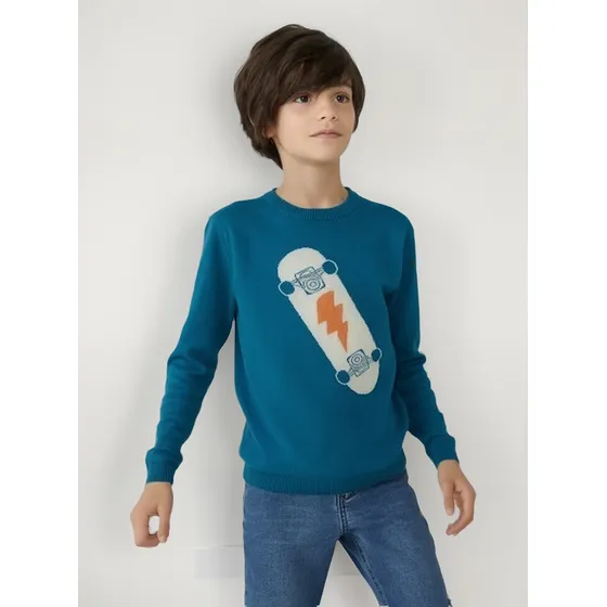 Blusão Infantil Menino Em Tricô Com Jacquard