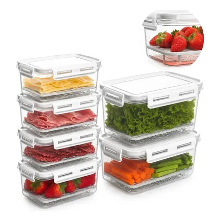 Kit 6 Pote C/ Escorredor Porta Frios Queijo Presunto Frutas Branco